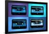 Audio Cassette Tapes Blue Pop Art Print Poster-null-Framed Poster