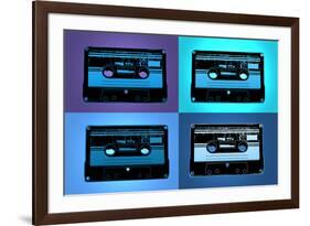 Audio Cassette Tapes Blue Pop-null-Framed Art Print