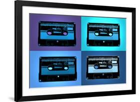 Audio Cassette Tapes Blue Pop-null-Framed Art Print