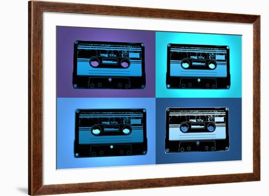 Audio Cassette Tapes Blue Pop-null-Framed Art Print