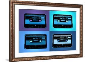 Audio Cassette Tapes Blue Pop-null-Framed Art Print