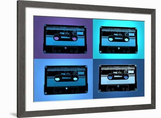 Audio Cassette Tapes Blue Pop-null-Framed Art Print
