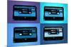 Audio Cassette Tapes Blue Pop-null-Mounted Art Print