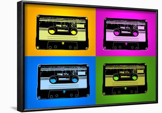 Audio Cassette Tapes Bright Pop Art Print Poster-null-Framed Poster