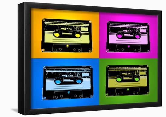 Audio Cassette Tapes Bright Pop Art Print Poster-null-Framed Poster
