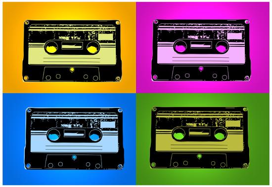 Audio Cassette Tapes Bright Pop Art Print Poster-null-Lamina Framed Poster