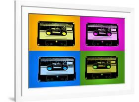 Audio Cassette Tapes Bright Pop-null-Framed Art Print