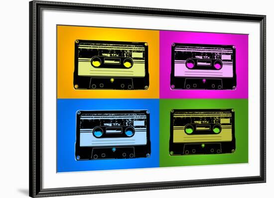 Audio Cassette Tapes Bright Pop-null-Framed Art Print