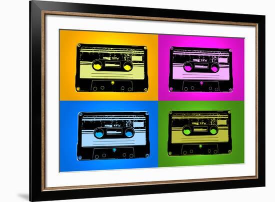 Audio Cassette Tapes Bright Pop-null-Framed Art Print