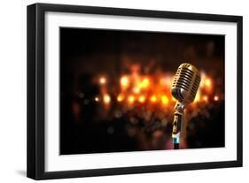 Audio Microphone Retro Style-Sergey Nivens-Framed Premium Giclee Print