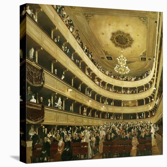 Auditorium in the "Altes Burgtheater", the old Court Theatre, replaced by a new building in 1888.-Gustav Klimt-Stretched Canvas