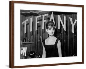 Audrey Hepburn, at a Press Event for Breakfast at Tiffany'S, 1961-null-Framed Photo