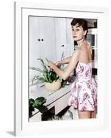 Audrey Hepburn Creates a Flower Arrangement, Ca. Early 1950s-null-Framed Photo