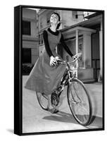 Audrey Hepburn on Set of Film Sabrina 1954 (Dress by Givenchy)-null-Framed Stretched Canvas