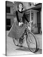 Audrey Hepburn on Set of Film Sabrina 1954 (Dress by Givenchy)-null-Stretched Canvas
