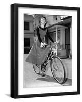 Audrey Hepburn on Set of Film Sabrina 1954 (Dress by Givenchy)-null-Framed Photo