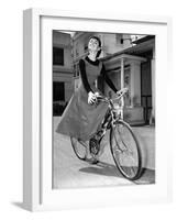 Audrey Hepburn on Set of Film Sabrina 1954 (Dress by Givenchy)-null-Framed Photo