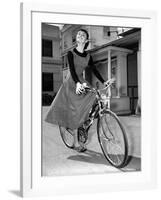 Audrey Hepburn on Set of Film Sabrina 1954 (Dress by Givenchy)-null-Framed Photo