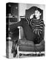 Audrey Hepburn Striped Attire on the Phone-Movie Star News-Stretched Canvas