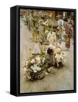 Auf dem Blumenmarkt in Tokyo. 1892-Robert Frederick Blum-Framed Stretched Canvas