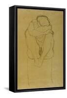 Auf Postament Kauernder Halbakt-Gustav Klimt-Framed Stretched Canvas