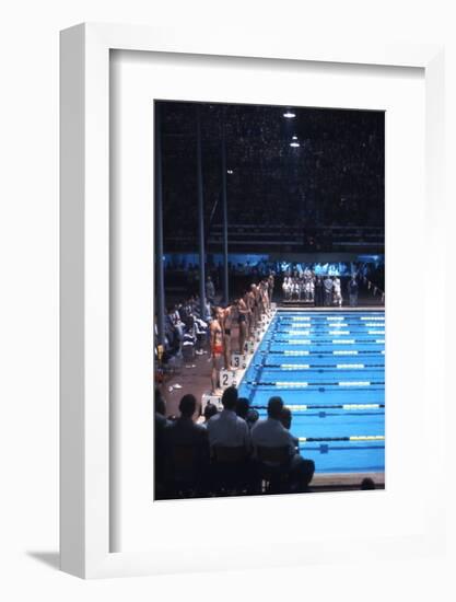 August 1960: Unidentified Swim Race in the Stadio Del Nuoto, 1960 Rome Summer Olympic Games-James Whitmore-Framed Photographic Print