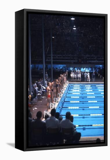 August 1960: Unidentified Swim Race in the Stadio Del Nuoto, 1960 Rome Summer Olympic Games-James Whitmore-Framed Stretched Canvas