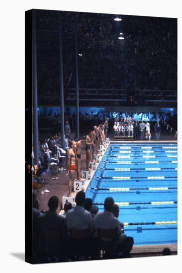 August 1960: Unidentified Swim Race in the Stadio Del Nuoto, 1960 Rome Summer Olympic Games-James Whitmore-Stretched Canvas