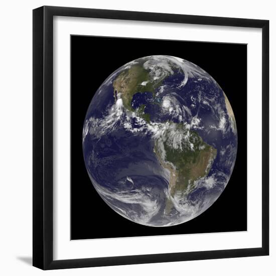 August 24, 2011 - Satellite View of the Full Earth with Hurricane Irene Visible over the Bahamas-Stocktrek Images-Framed Photographic Print