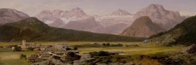 View of the Dachstein Massif, 19Th Century (Oil on Panel)-August Albert Zimmermann-Stretched Canvas