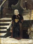 Old Woman by the Fireplace-August Allebe-Art Print