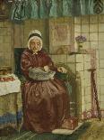 Old Woman by the Fireplace-August Allebe-Framed Art Print