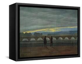 August Bridge in Dresden-Caspar David Friedrich-Framed Stretched Canvas