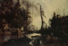 Lake in fog-August Cappelen-Giclee Print