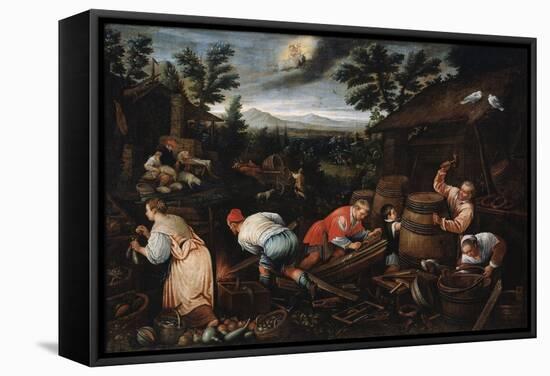 August' (From the Series 'The Seasons), Late 16th or Early 17th Century-Leandro Bassano-Framed Stretched Canvas