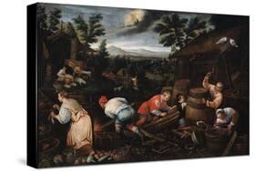 August' (From the Series 'The Seasons), Late 16th or Early 17th Century-Leandro Bassano-Stretched Canvas