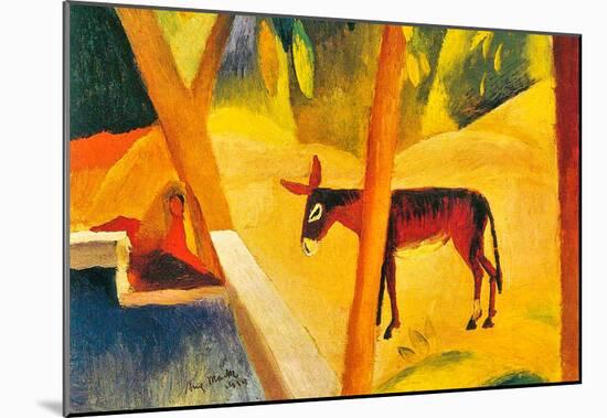 August Macke Donkeys in the Palms Art Print Poster-null-Mounted Poster
