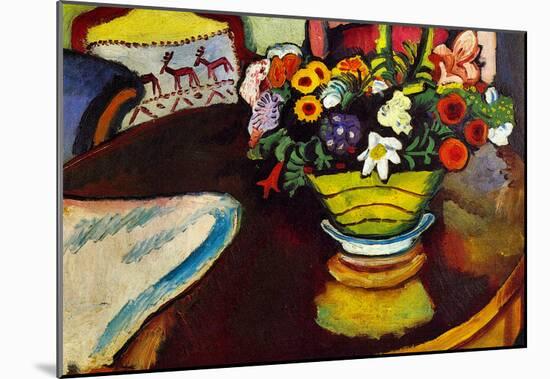 August Macke Still Life with Venison and Ostrich Pillow Art Print Poster-null-Mounted Poster