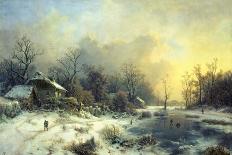 Winter Landscape with Frozen Pond, about 1850-August Piepenhagen-Giclee Print