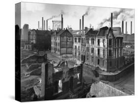 August Thyssen Steel Mill, Large Steel Works, Looming Smokily Behind Bomb-Ruined Town-Ralph Crane-Stretched Canvas
