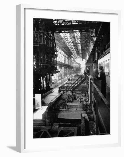 August Thyssen Steel Mill, Large Steel Works, Men Up on Platform-Ralph Crane-Framed Photographic Print