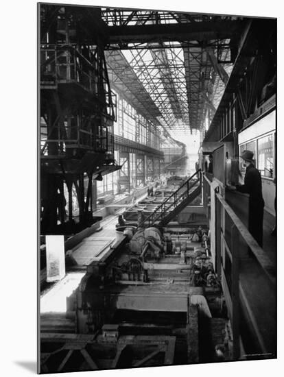 August Thyssen Steel Mill, Large Steel Works, Men Up on Platform-Ralph Crane-Mounted Photographic Print