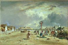 The Market at Szolnok, Hungary (Oil on Panel)-August Xaver Karl Von Pettenkofen-Giclee Print