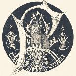 Capital Letter P Decorated with Symmetric Motifs and a Feline., 1880 (Engraving)-Augusta Crofton-Giclee Print