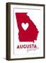 Augusta, Georgia - Heart Design-Lantern Press-Framed Art Print