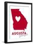 Augusta, Georgia - Heart Design-Lantern Press-Framed Art Print