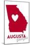 Augusta, Georgia - Heart Design-Lantern Press-Mounted Art Print