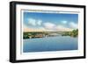 Augusta, Maine - Kennebec River View of the Augusta Toll Bridge-Lantern Press-Framed Art Print