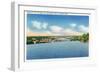 Augusta, Maine - Kennebec River View of the Augusta Toll Bridge-Lantern Press-Framed Art Print