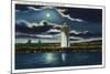 Augusta, Maine - View of Lake Cobbosseecontee Lighthouse at Night-Lantern Press-Mounted Art Print